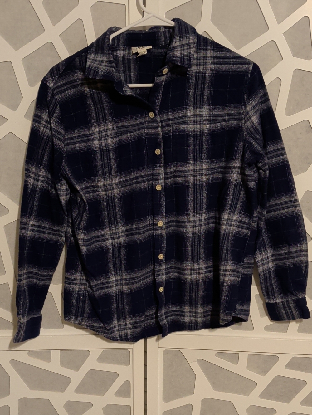 a.n.a Navy and White Plaid Button-Front Shirt